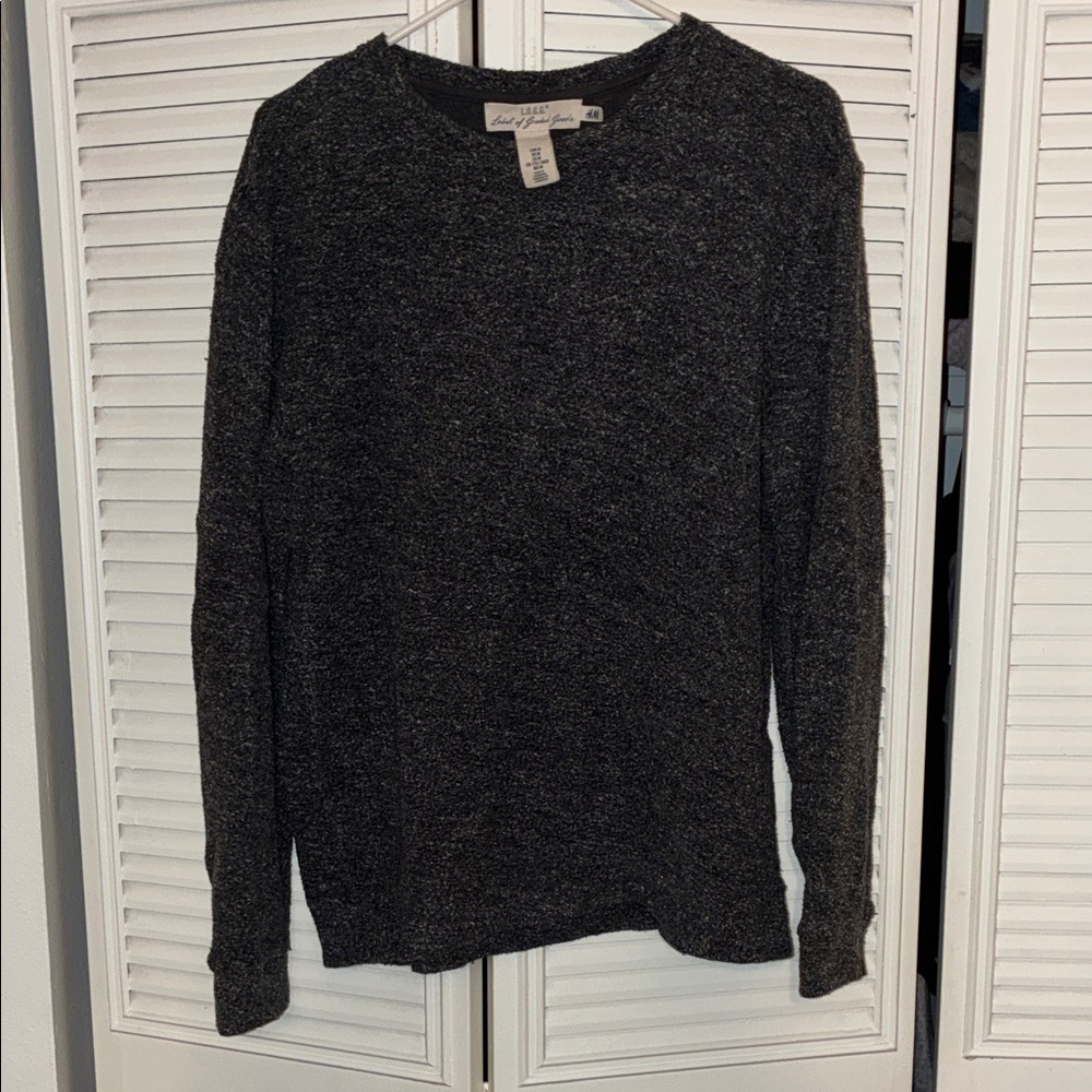 Black Heathered Crewneck Sweater - Casual Knit